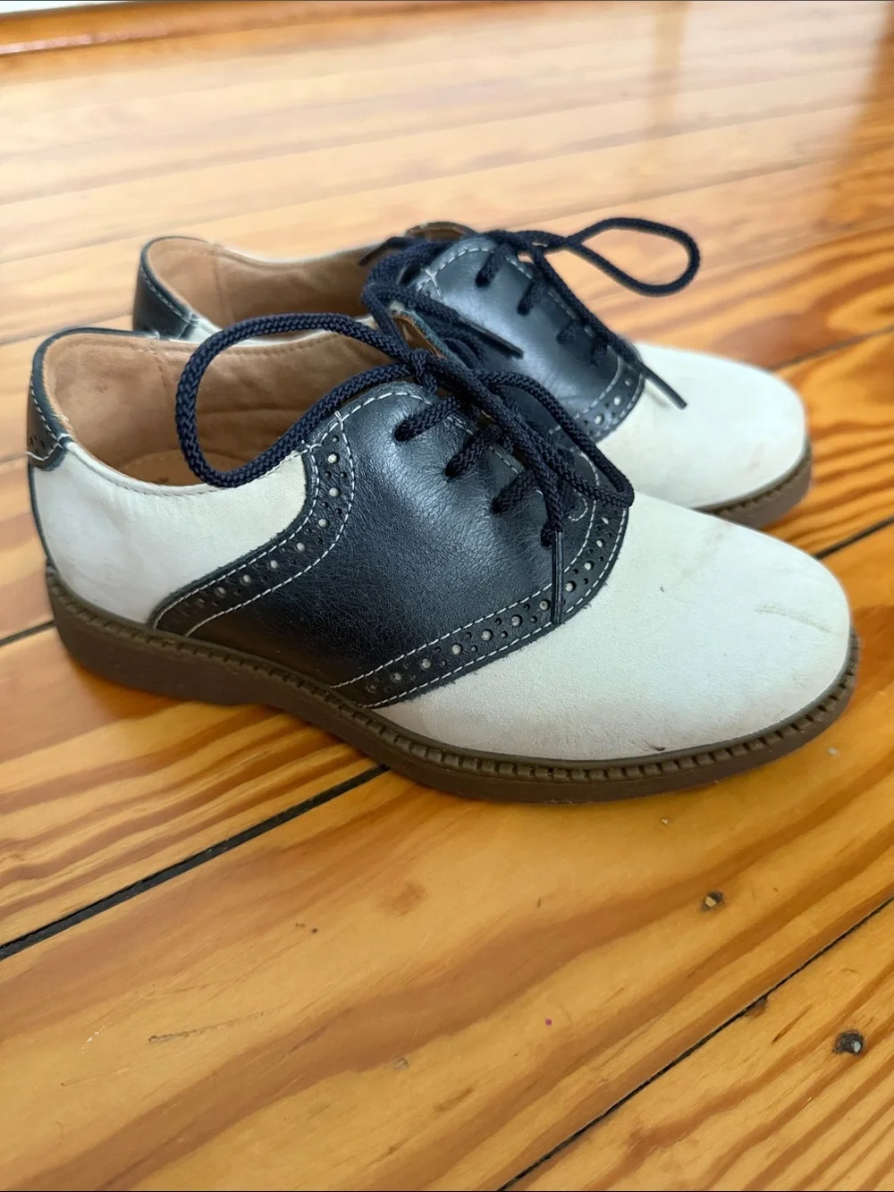 Kids Two-Tone Saddle Oxfords in white and navy